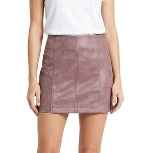 Free People Faux Leather Seamed Mini Skirt Mauve Purple Womens Size 4 Coquette